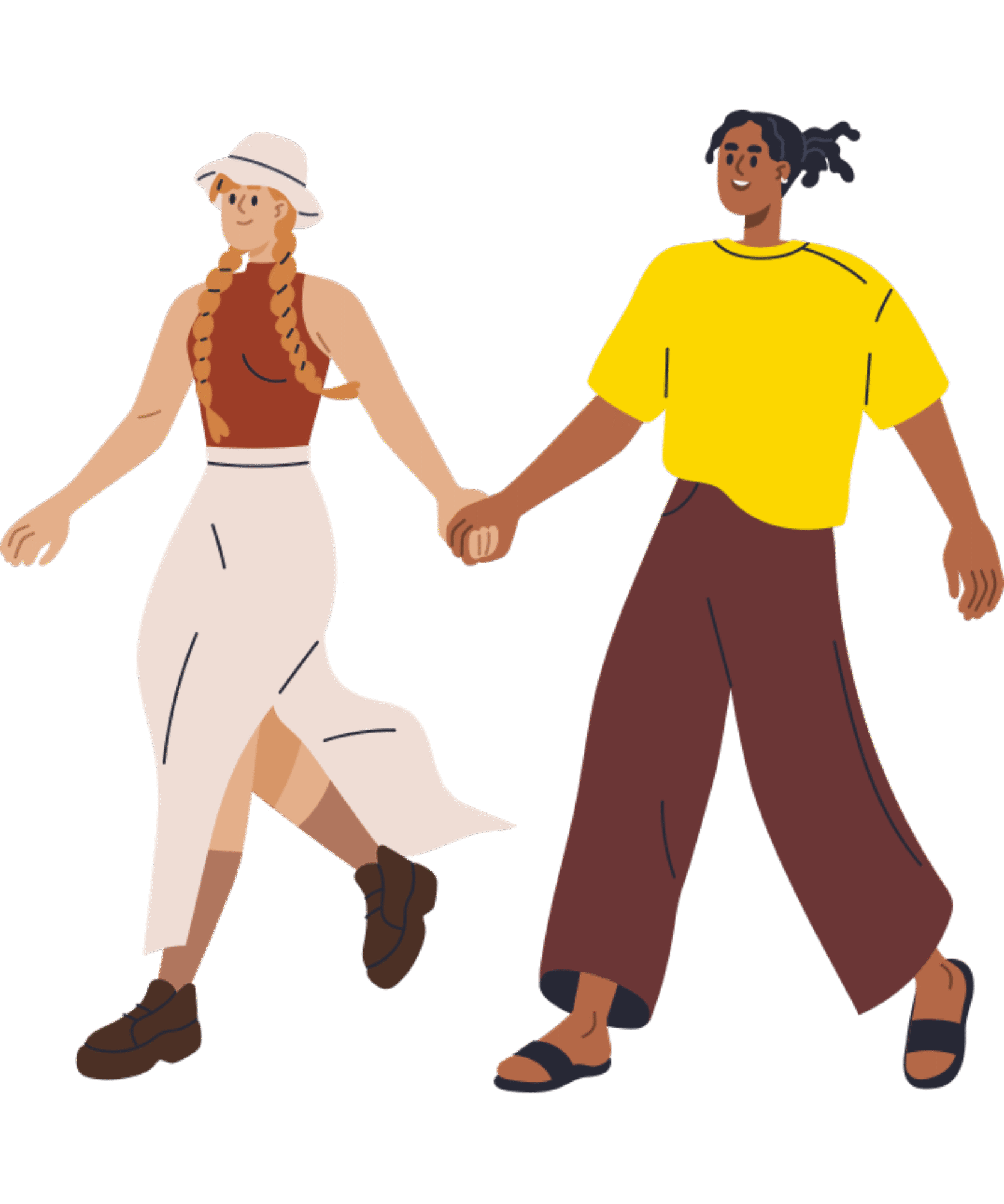 Eine Frau geht in einem Trenchcoat spazieren, die Sonne scheint, sie lächelt, im Hintergrund sind Berge zu erkennen.