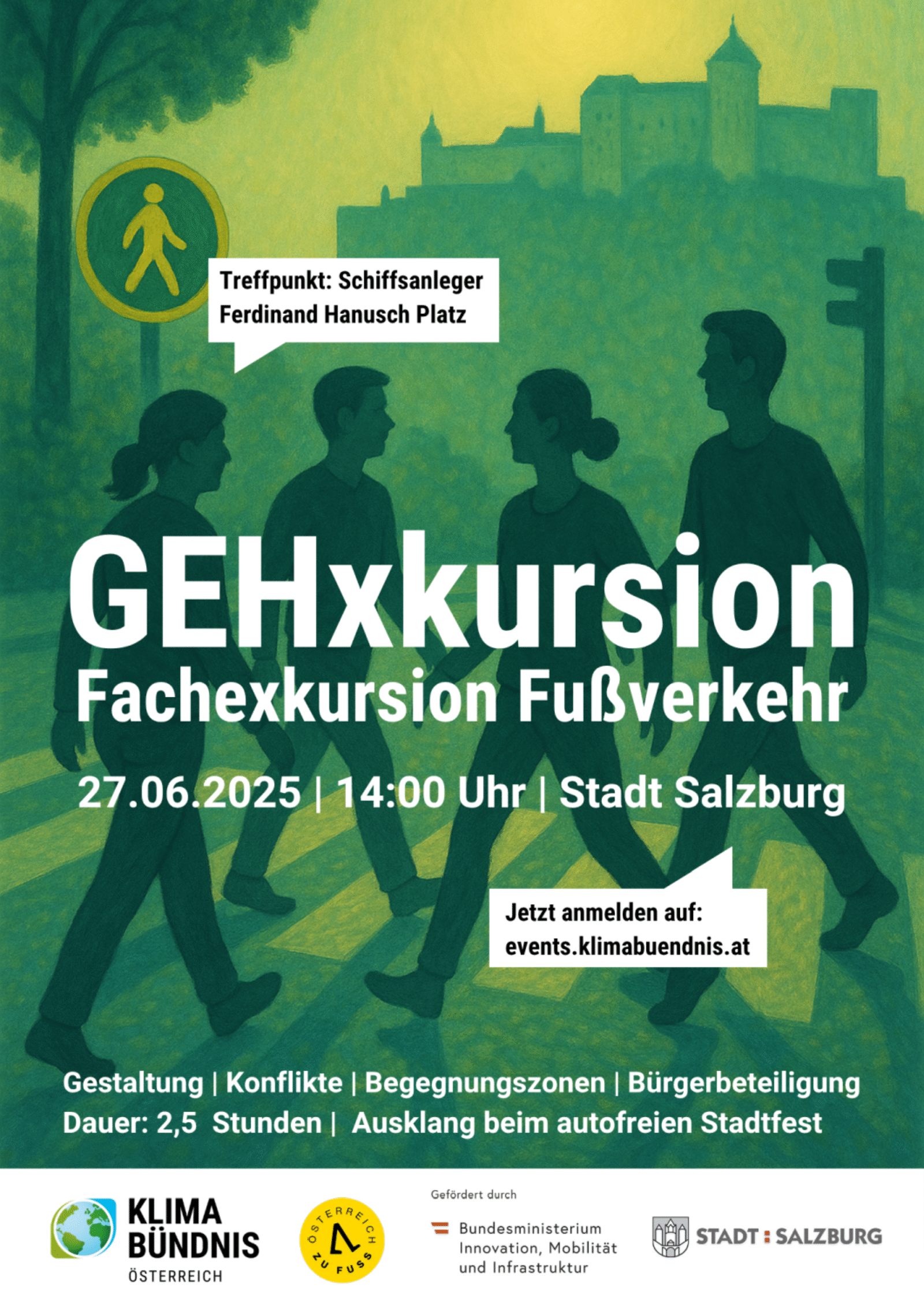 Plakat GEHxkursion. Fachexkursion Fußverkehr. 